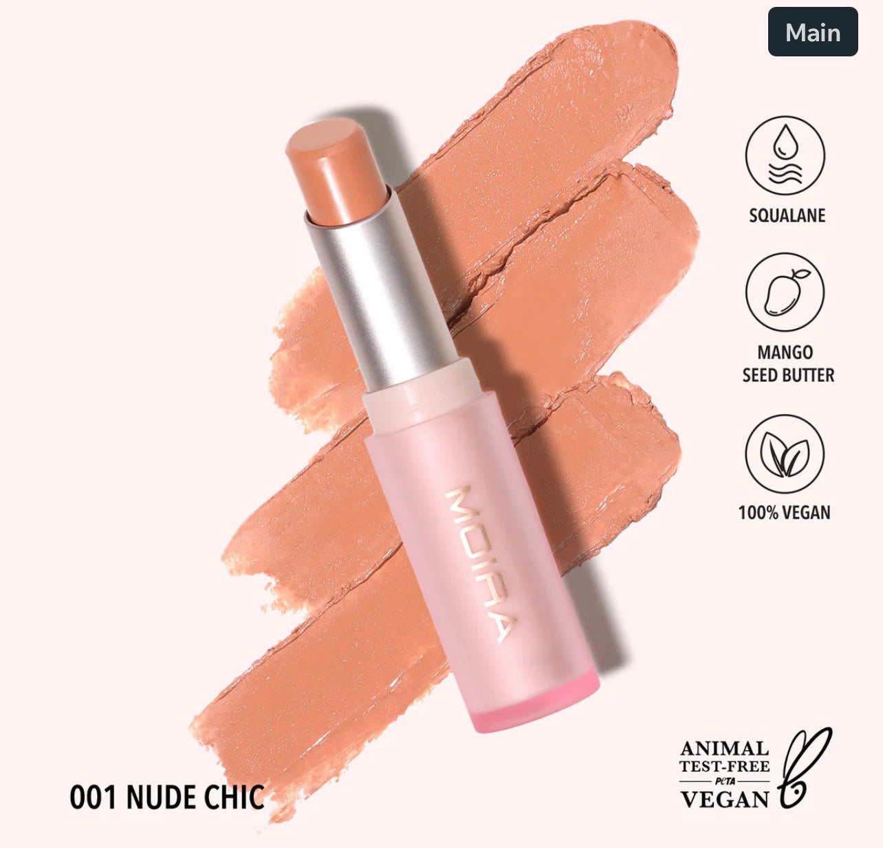 Moira SIGNATURE LIPSTICK (001, NUDE CHIC)