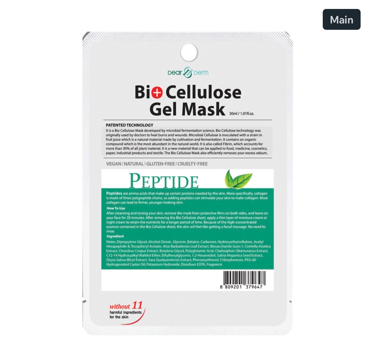 DEARDERM Bio Cellulose Gel Mask – Peptide