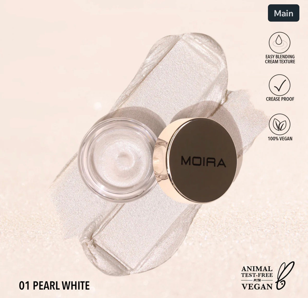 EVERLUST SHIMMER CREAM SHADOW (001, PEARL WHITE)
