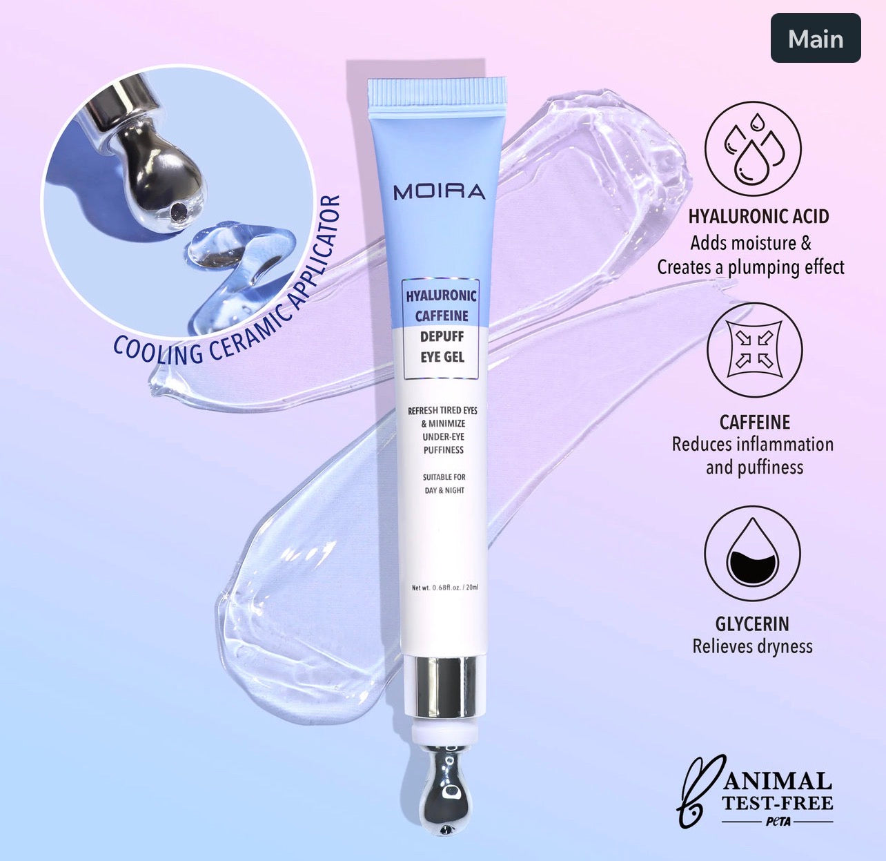 Moira Hyaluronic caffeine depuff under eye gel