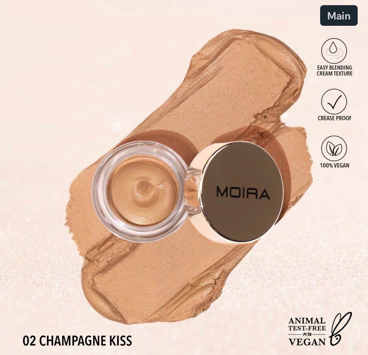Moira EVERLUST SHIMMER CREAM SHADOW (002, CHAMPAGNE KISS)