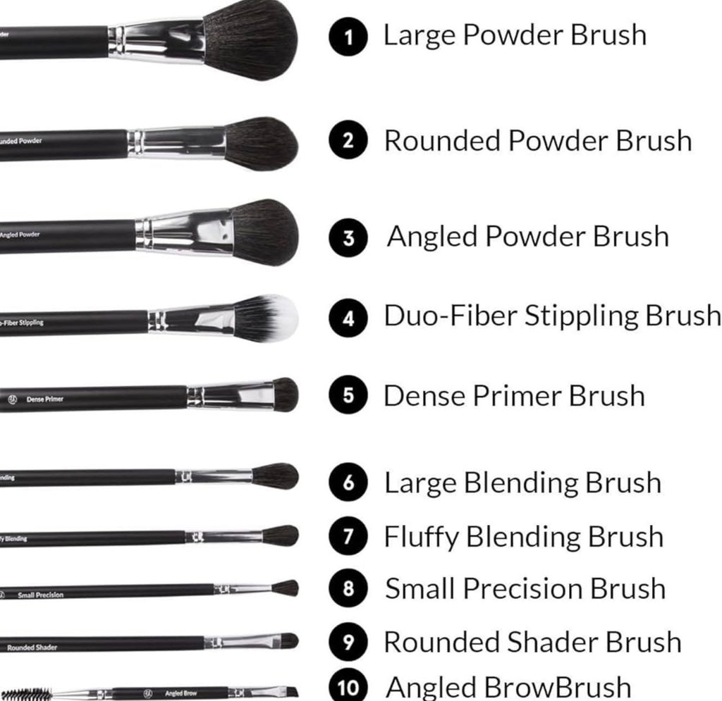 bh cosmetics Ultimate Essentials 10 Piece Face and Eye Brush Set with Bag 1's