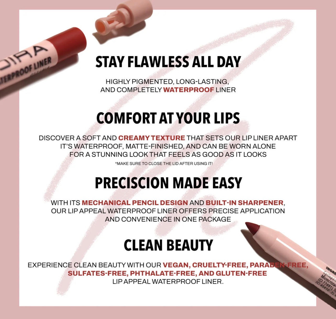 Moira LIP APPEAL WATERPROOF LINER (004, AFTERPARTY)