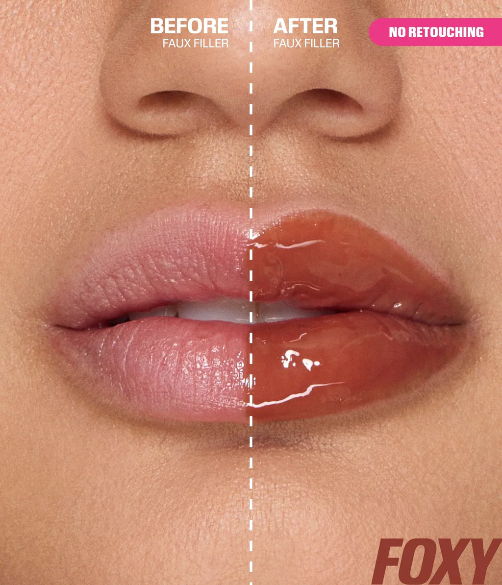 Huda Beauty FAUX FILLER EXTRA SHINE LIP GLOSS foxy