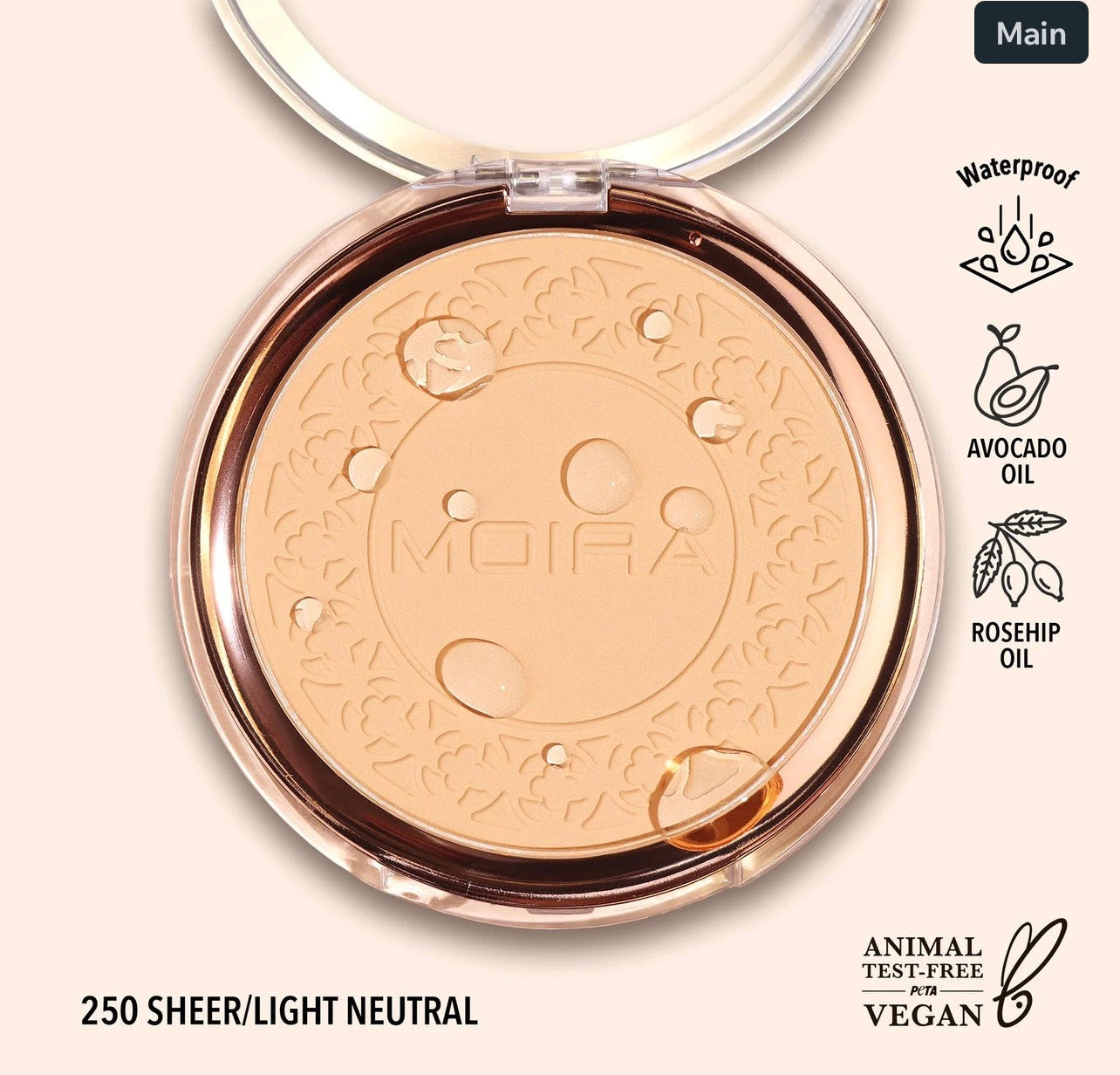 Moira compact powder shade 250 sheer light