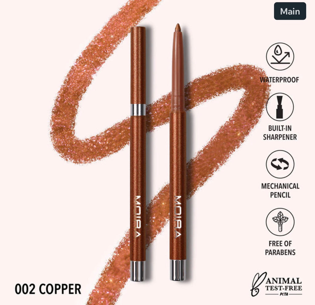 MOIRA- STATEMENT SHIMMER LINER 002Copper