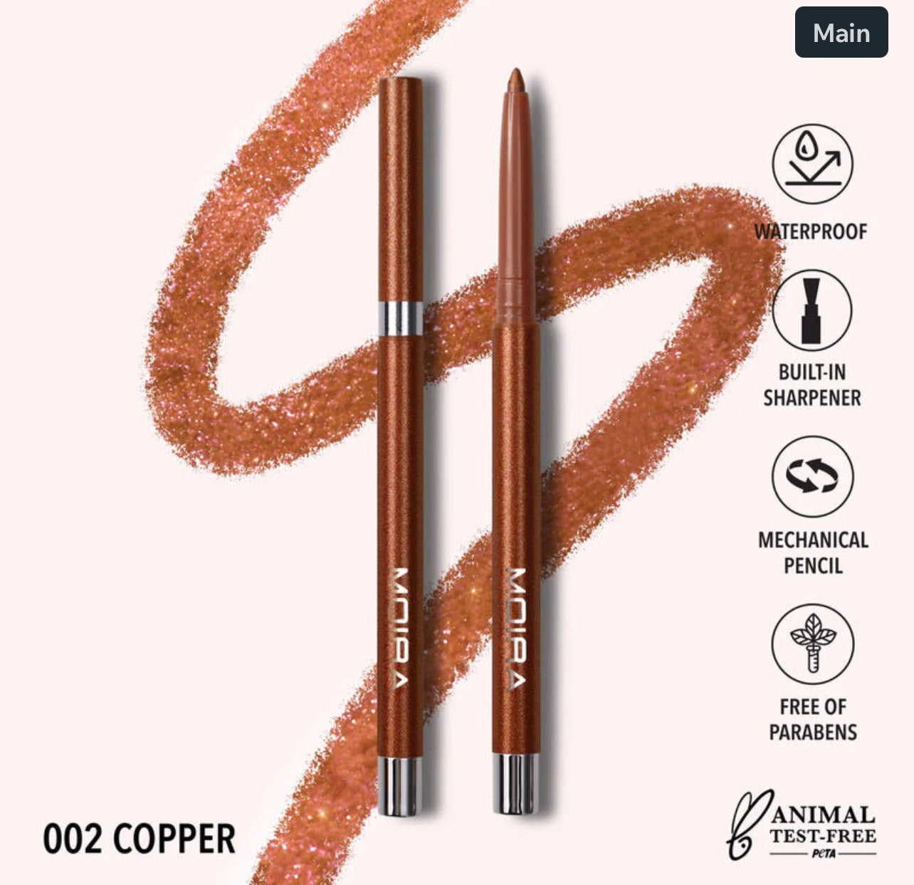 MOIRA- STATEMENT SHIMMER LINER 002Copper